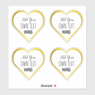 Custom Large Clear Gold Heart Vinyl Stickers