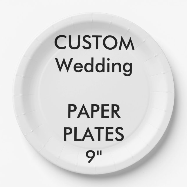 Custom Large Disposable Wedding Paper Plates 9" (Front)