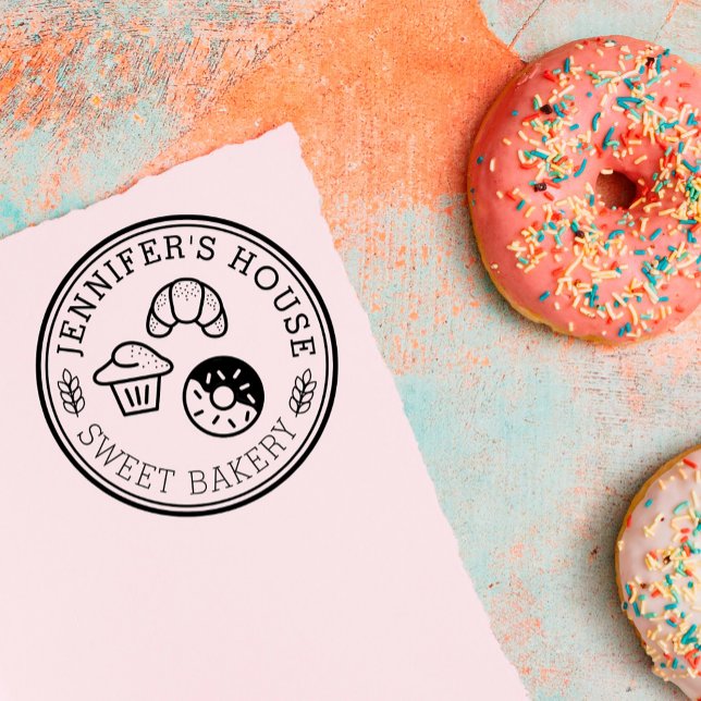 Custom Large Homemade Bakery Logo Circular Rubber Stamp (Creator Uploaded)