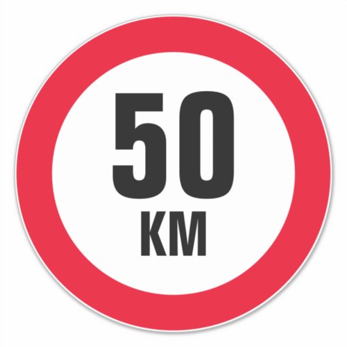 Custom large max 50 km Speed Limit vinyl stickers