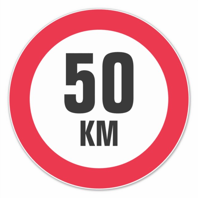Custom large max 50 km Speed Limit vinyl stickers (Front)