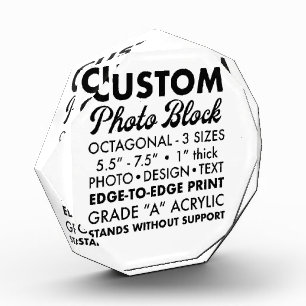 Custom Large Octagonal Photo Paperweight Block