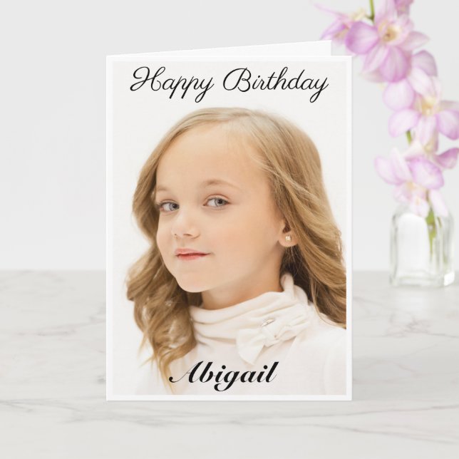 Custom Large Photo Birthday Card (Orchid)