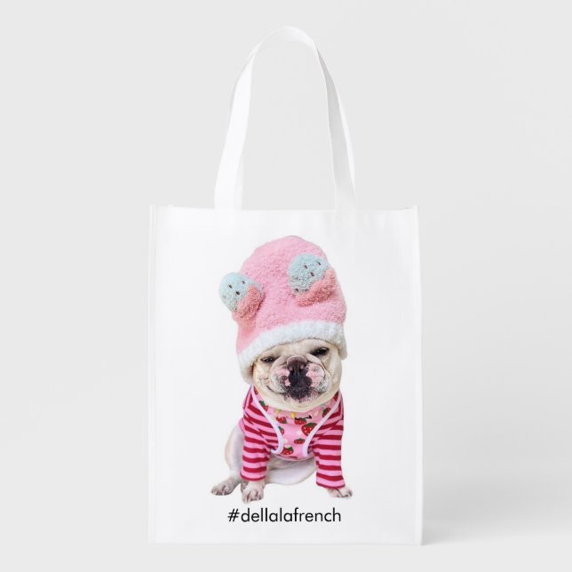 Custom Large Photo Personalized Dog Grocery Bag (Front)