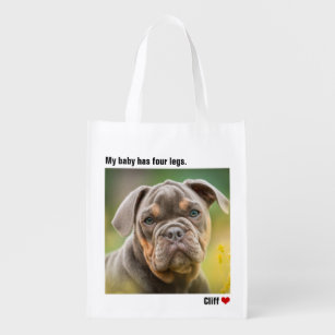 Custom Large Photo Personalized Dog, Reusable Grocery Bag