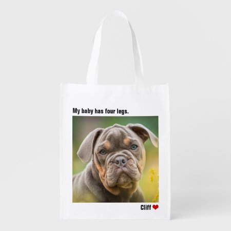Custom Large Photo Personalized Dog, Reusable Grocery Bag