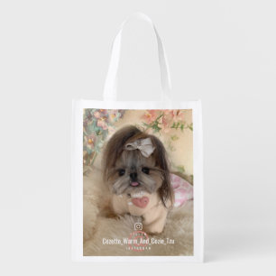 Custom Large Photo Personalized Dog Reusable Grocery Bag