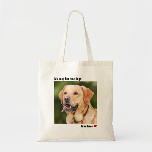 Custom Large Photo Personalized Dog Tote Bag (Front)