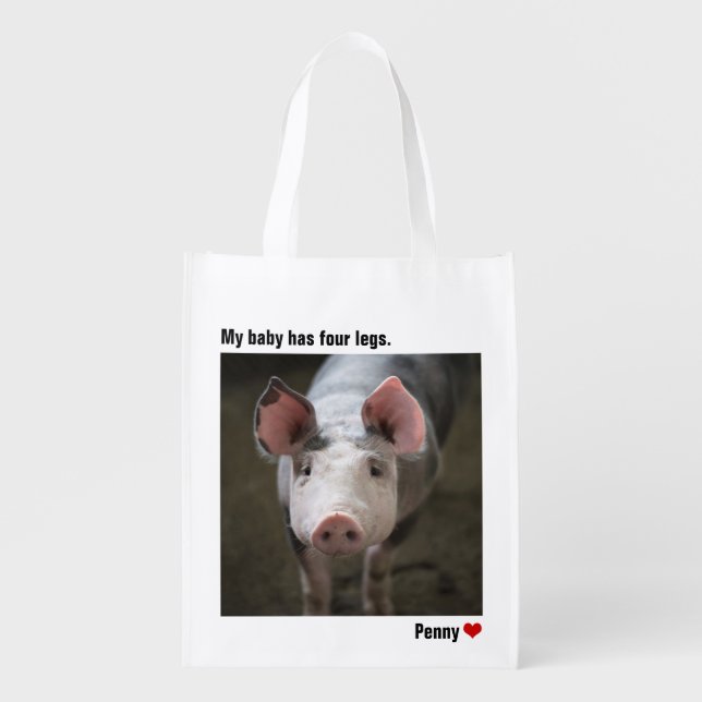 Custom Large Photo Personalized Pet Reusable Grocery Bag (Front)
