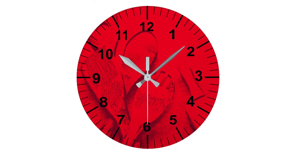 large red kitchen wall clock