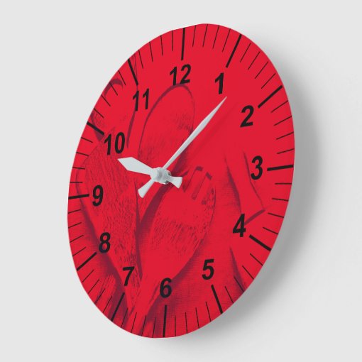 Custom Large Red Kitchen Wall Clock Zazzle