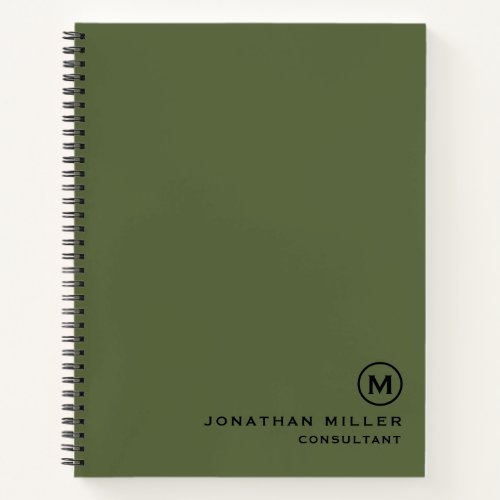 Custom Large Spiral Olive Hardcover 85 x 11 Notebook