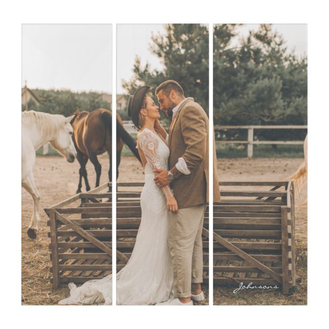 Custom Large Wedding Photo 3 Panel Triptych (Front)