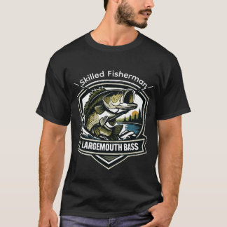 Custom Largemouth Bass Fishing badge style T-Shirt