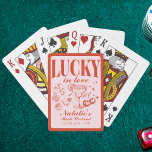 Custom Las Vegas Bachelorette Party Personalized  Poker Cards<br><div class="desc">Make your bachelorette celebration unforgettable with our Pink and Red "Lucky in Love" Las Vegas Bachelorette Party Customized Poker Cards. These vibrant cards combine fun and functionality, perfectly capturing the spirit of a "Drunk in Love" themed weekend. Featuring playful motifs like "Vegas Before Vows" and "Lucky in Love Bachelorette Weekend,...</div>
