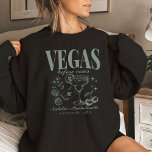Custom Las Vegas Bachelorette Party Personalized Sweatshirt<br><div class="desc">Add a touch of warmth and style to your Las Vegas bachelorette party with our Emerald Green "Vegas Before Vows" Custom Las Vegas Bachelorette Party Crewneck Sweatshirt. This versatile and trendy sweatshirt combines comfort with a retro casino-inspired design, making it the perfect attire for your memorable weekend. Whether you're planning...</div>