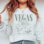 Custom Las Vegas Bachelorette Party Personalized Sweatshirt<br><div class="desc">Stay cozy and stylish during your Las Vegas bachelorette party with our Emerald Green "Vegas Before Vows" Custom Las Vegas Bachelorette Party Crewneck Sweatshirt. This comfortable and fashionable sweatshirt is the perfect choice for adding warmth and unity to your bridal party's ensemble. Featuring a retro casino-inspired design, it captures the...</div>