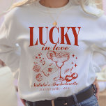 Custom Las Vegas Bachelorette Party Personalized Sweatshirt<br><div class="desc">Embrace the excitement of your Las Vegas bachelorette party with our "Lucky in Love" Custom Las Vegas Bachelorette Party Personalized Sweatshirt. This stylish and cozy sweatshirt is the perfect choice to commemorate your special weekend. Featuring a retro casino bach trip design that seamlessly integrates elements like poker dice and a...</div>