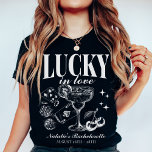 Custom Las Vegas Bachelorette Party Personalized T-Shirt<br><div class="desc">Celebrate your Las Vegas bachelorette party in style with our "Lucky In Love" Custom Las Vegas Bachelorette Party Personalized T-Shirts. These trendy and fun shirts are perfect for adding a cohesive and festive touch to your special weekend. Featuring a retro casino-inspired design, these shirts capture the excitement and glamour of...</div>