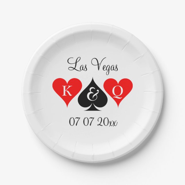 Custom Las Vegas casino theme wedding party plates (Front)