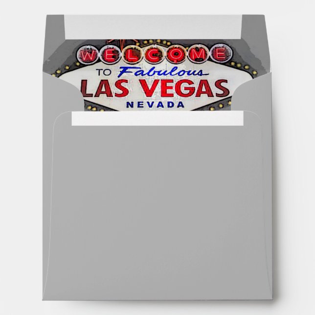 Custom Las Vegas Invitation Silver Gray Envelope (Back (Bottom))