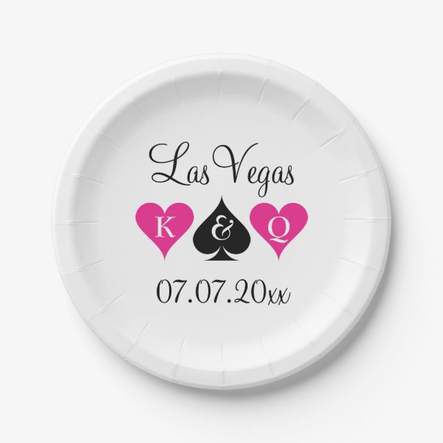 Custom Las Vegas poker theme wedding party plates (Front)