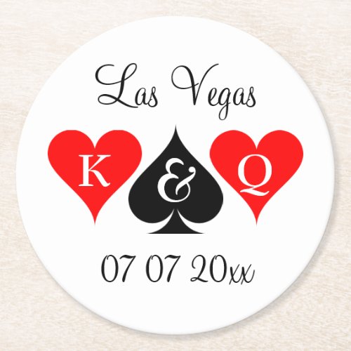 Custom Las Vegas poker wedding party coaster set
