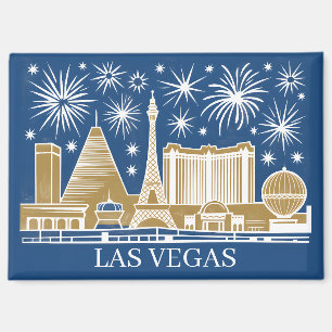 Custom Las Vegas Strip Skyline Minimalist Golden Magnet