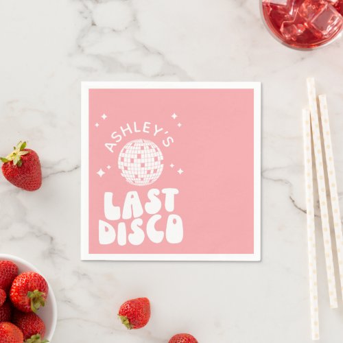 Custom Last Disco Bachelorette Disco Ball Napkins