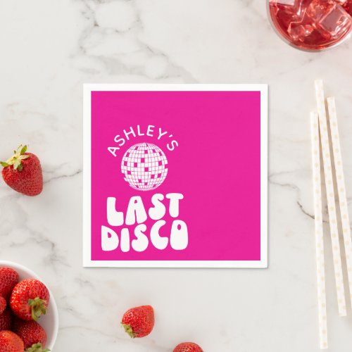 Custom Last Disco Bachelorette Disco Ball Napkins