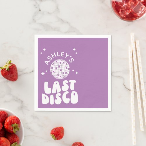 Custom Last Disco Bachelorette Disco Ball Napkins