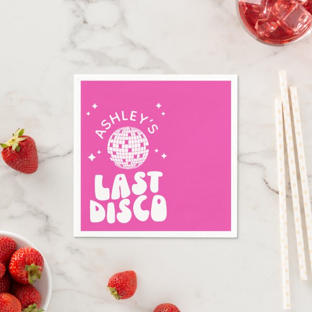 Custom Last Disco Bachelorette Disco Ball Napkins (Insitu)