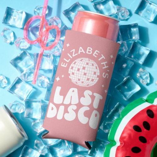 Custom Last Disco Bachelorette Disco Ball Seltzer Can Cooler