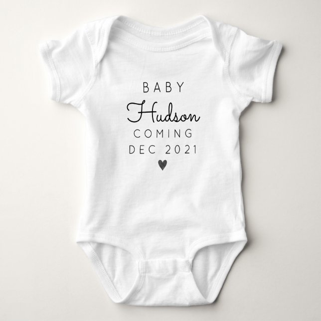Custom Last Name Announcement Baby Bodysuit (Front)