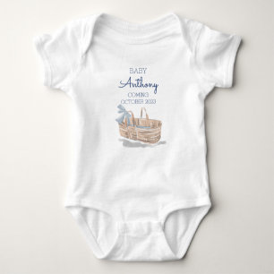 Custom Last Name Announcement Baby Boy Basket Baby Bodysuit