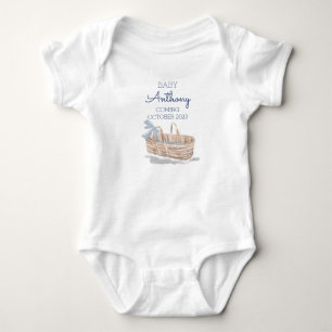 Custom Last Name Announcement Baby Boy Basket Bodysuit