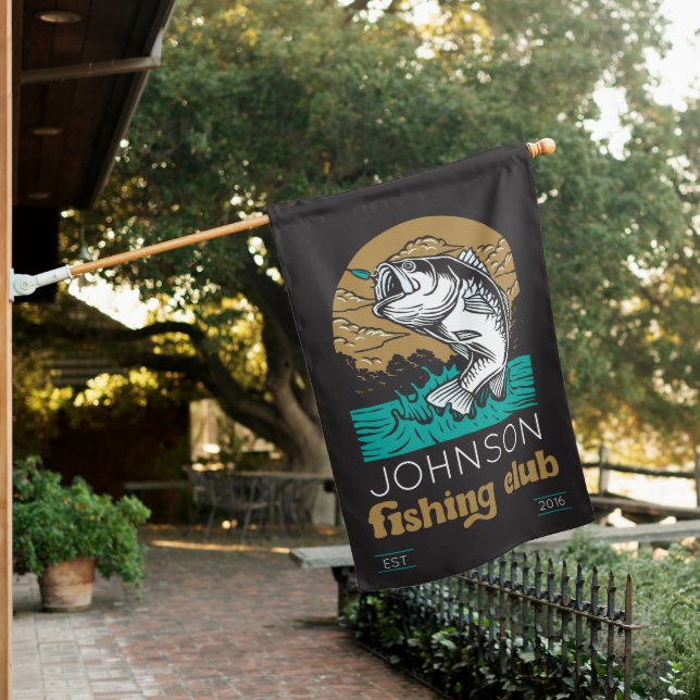 Custom Last Name Fishing Club Flag (In SItu)