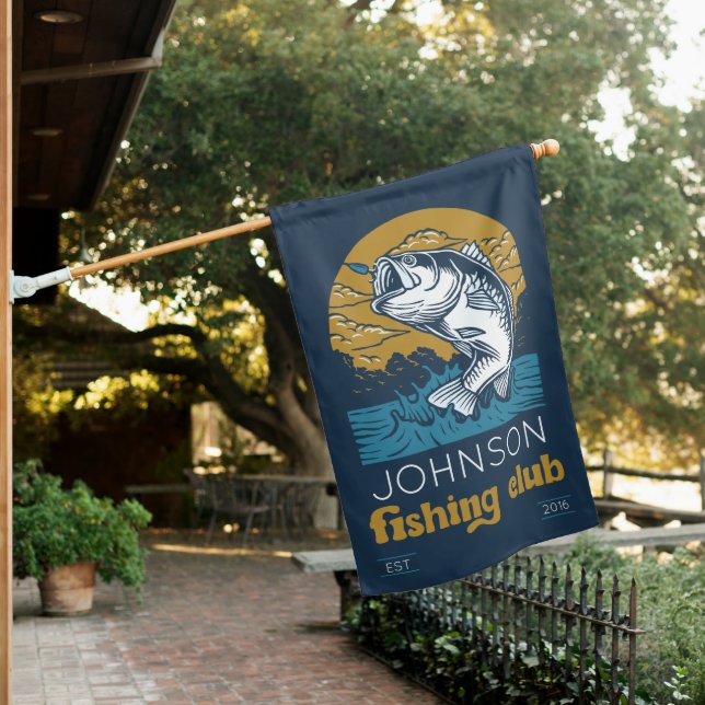 Custom Last Name Fishing Club Flag (In SItu)