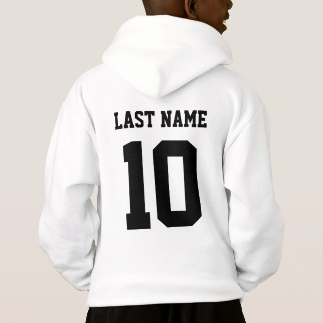 Custom Last Name Number Sports Kids Hoodie (Back)