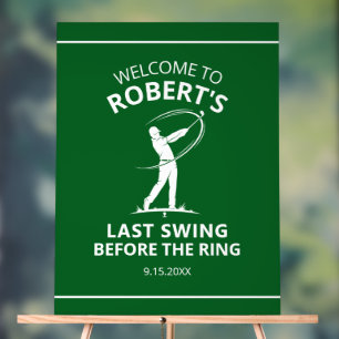 Custom Last Swing Before the Ring Bachelor Party Acrylic Sign