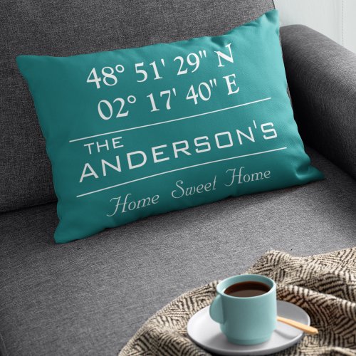 Custom Latitude Longitude Family Name Home Address Accent Pillow
