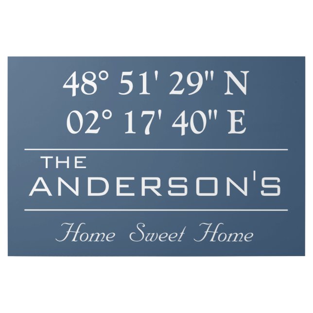 Custom Latitude Longitude Family Name Home Address Gallery Wrap (Front)