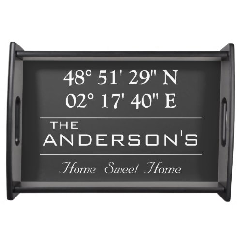 Custom Latitude Longitude Family Name Home Address Serving Tray