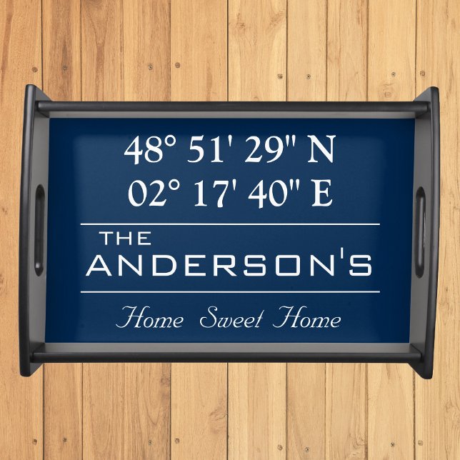 Custom Latitude Longitude Family Name Home Address Serving Tray (Creator Uploaded)