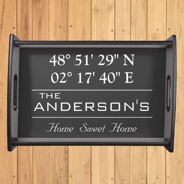 Custom Latitude Longitude Family Name Home Address Serving Tray (Creator Uploaded)