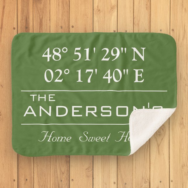 Custom Latitude Longitude Family Name Home Address Sherpa Blanket (Creator Uploaded)