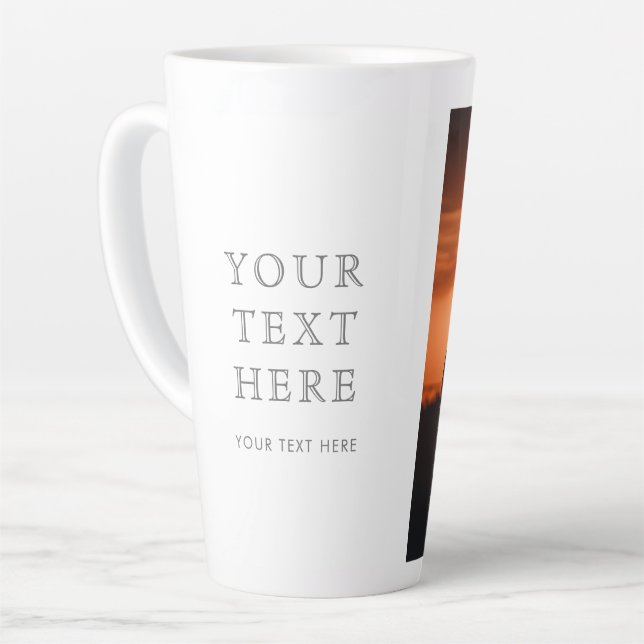 Custom Latte Mug with Text and Photo (Left Angle)
