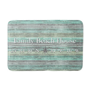 Custom Lattitude And Longitude Coastal Decor Bathroom Mat