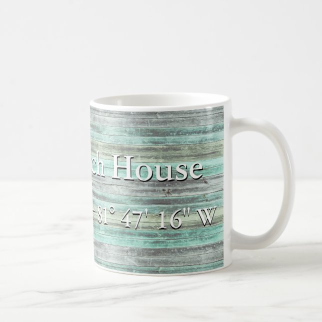 Custom Lattitude And Longitude Coastal Decor Coffee Mug (Right)