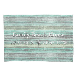 Custom Lattitude And Longitude Coastal Decor Pillowcase